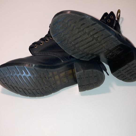 Dr martens leather black combat boots 2” heels - Picture 5 of 5